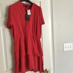 Gibson Look Button front tiered dress size medium,  red